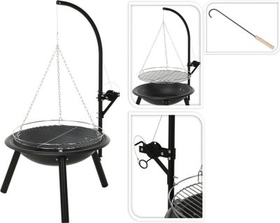Grill me qymyr PROGarden Tripod, diametri 55 cm, lartësi 100 cm, i zi