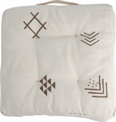 Jastëk karrige Home Styling Collection, pambuk, model etnik, i bardhë, 40 x 40 x 6 cm