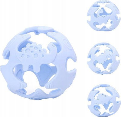 Lodër top silikoni GiliGums Dino Ball, për dhëmbëzim, 3m+, ngjyra të ndryshme