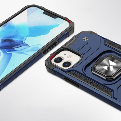 Futrollë telefoni Wozinsky Ring Armor për iPhone 14 Plus, me unazë, blu