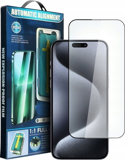 Mbrojtës ekrani Szko 5D Full Glue, xham i fortë i temperuar, për iPhone 15 Plus, i zi