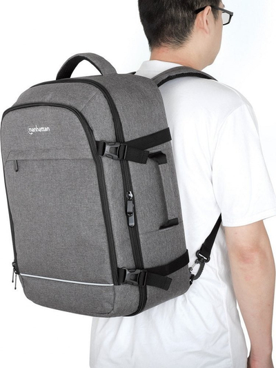 Çantë shpine Manhattan Laptop Backpack, 17.3\", 40L, gri