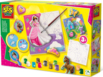 Set arti SES Creative Casting and Painting Princess, 3 kanavaca 3D, 12 ngjyra, shumëngjyrësh