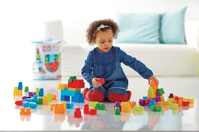 Set Mega Bloks First Builders - Blue Bag, 80 elemente