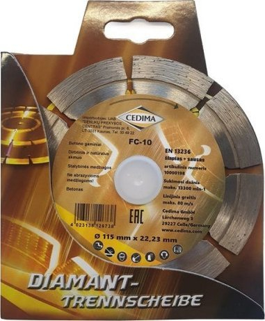 Disk diamanti i segmentume Cedima Blade, 115 mm, 1.9 mm, gri