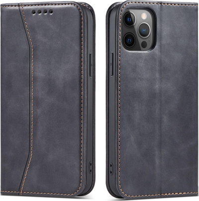 Kuti telefoni Hurtel Magnet Fancy për iPhone 12 Pro, tip libër, me portofol, gri e errët