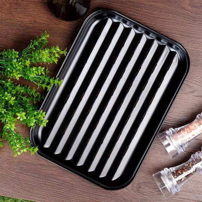 Pjatë grilli Fs-Star BBQ, 34.5 x 24 cm, drejtkëndore, e zezë