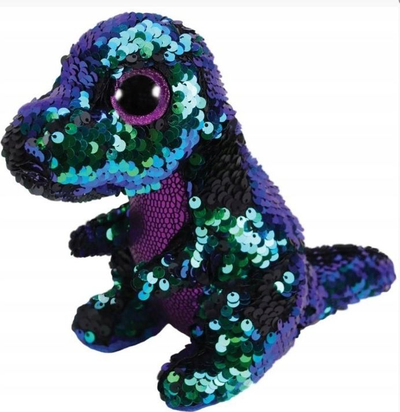 Lodër pelushi TY Flippable Crunch dinosaur, 6\", me shkëlqim, shumëngjyrësh