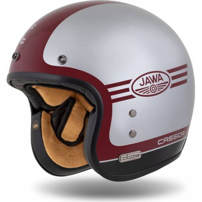 Helmetë moto CASSIDA ESO Jawa Panel, fiberglass, madhësia S, e kuqe argjendtë e zezë