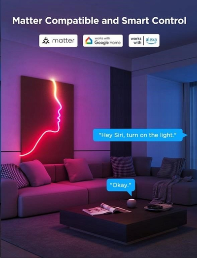 Shirit LED Govee Neon 2 MATTER, 3m, RGBIC, IP67, i bardhë