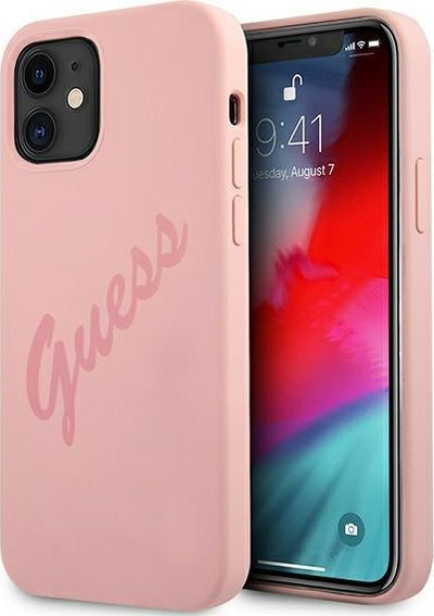 Kuti mbrojtëse Guess GUHCP12SLSVSPI për iPhone 12 mini, silikon, rozë