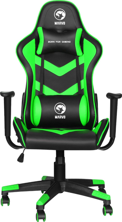 Karrige gaming Marvo CH-106, me krahë mbështetës, PVC, e gjelbër