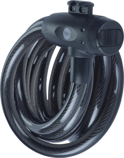 Катанец кабел за велосипед Yale Essential Security, 12mm, со клуч, црн