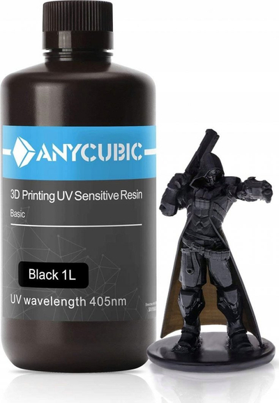 Rezinë UV 3D Anycubic Standard Basic, 1L 1kg, 405nm, e zezë