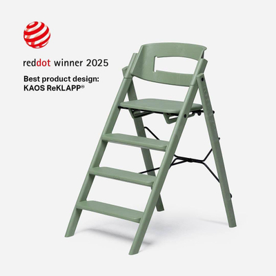 Karrige e lartë për fëmijë KAOS Klapp, plastike e ricikluar, e palosshme, jeshile Mineral