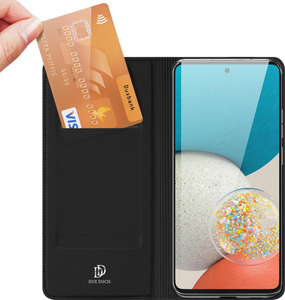 Këse me kapak Dux Ducis Skin Pro për Samsung Galaxy A73, lëkurë eko, me stand, e zezë