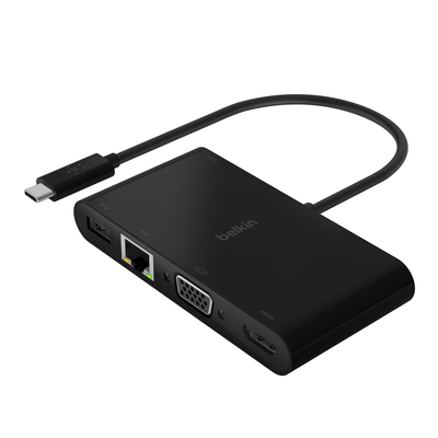 Përshtatës dhe karikues multimedial Belkin USB-C, i zi
