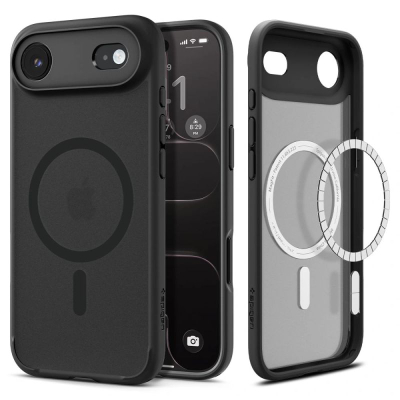 Mbulesë telefoni Spigen Ultra Hybrid MagFit, për iPhone, MagSafe, transparente me kornizë të zezë