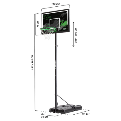 Kosh basketbolli Salta Forward, lartësi e rregullueshme 2.3-3.05 m, tabelë 108 x 71 cm, i zi