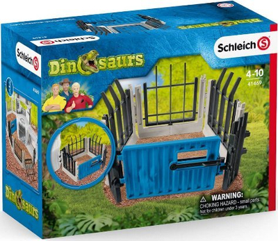 Set lodër Schleich Dinosaurs Extend a Fence, rrethim dinozaurësh, plastike, blu dhe gri
