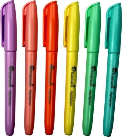 Markerë teksti Titanum Pastell Textmarker, set 6 ngjyrash, majë 4mm, shumëngjyrëshe