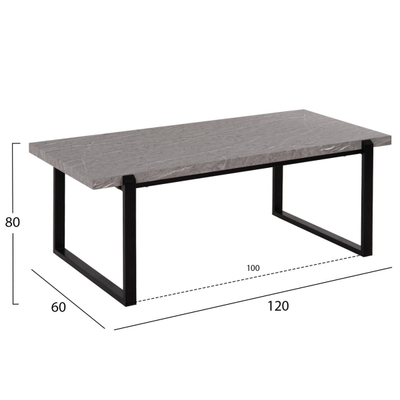 Tavolinë për kafe Shaben 120x60x46Hcm (HM9585.02), gri/ zezë