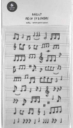 Ngjitëse zbukuruese Suatelier Music Notes, PVC, 10x19 cm, shumëngjyrëshe