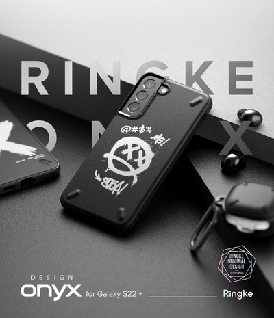 Mbrojtëse telefoni Ringke Onyx Design për Samsung Galaxy S22 Plus, TPU, me graffiti, e zezë