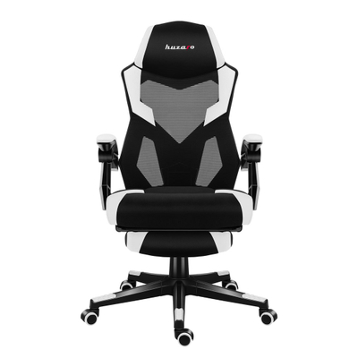 Karrige gaming Huzaro Combat 3.1, mbështetëse këmbësh, mban deri 150 kg, bardh e zezë