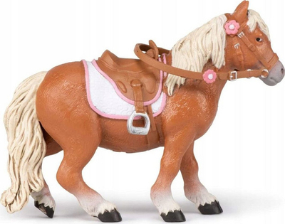 Figurë lodër Papo Shetland Pony with Saddle, plastikë, për koleksionistë, shumëngjyrëshe