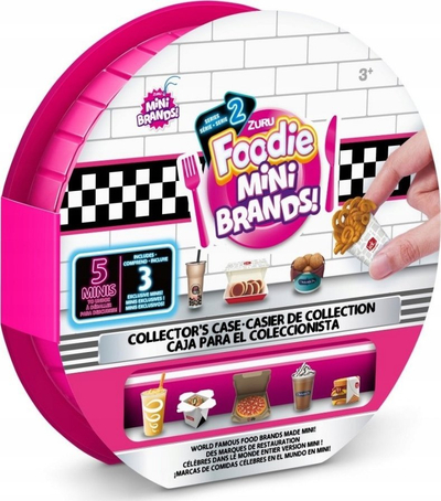 Kuti koleksioni ZURU 5 Surprise Foodie Mini Brands Series 2, me 5 mini figura, rrethore, rozë