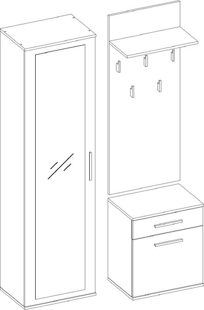 Set garderobe Topeshop Wardrobe Duo, me pasqyrë, me varëse dhe rafte, e bardhë matte