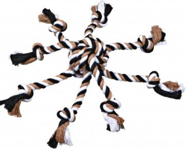 Lodër litari për qen Trixie Rope Denta Fun, top 7 cm, gjatësi 44 cm, shumëngjyrëshe