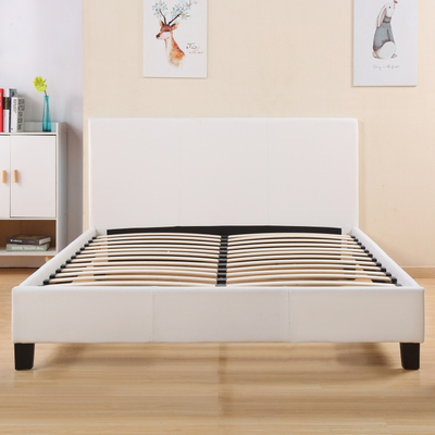 Shtrat dopio BECCA HM553.01, 150x200 cm, lëkurë sintetike PU, i bardhë