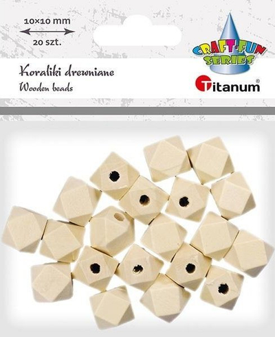 Rruaza druri Titanum Wooden Beads, kube 10x10 mm, set 20 copë, ngjyrë natyrale