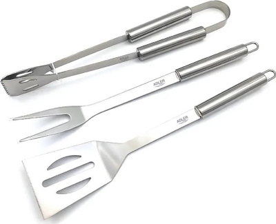 Set aksesorësh për grill Adler AD 6730, 3 pjesë, çelik inox, etui poliester i zi