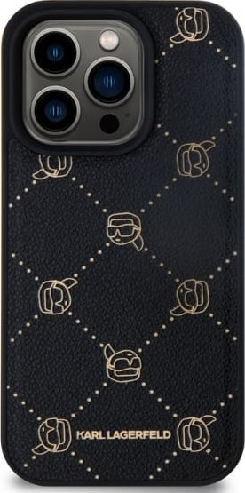Mbulesë telefoni Karl Lagerfeld Karl Heads MagSafe, për iPhone 15 Pro Max, PU, e zezë