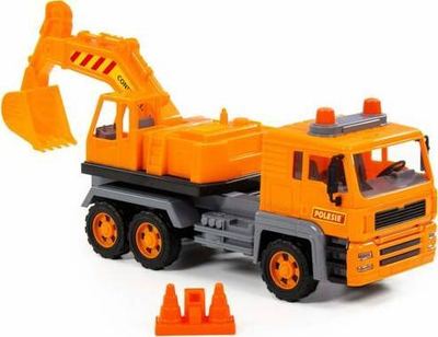Lodër eskavator Polesie Almaz Wader 86709, me mekanizëm me inerc, plastikë, portokalli
