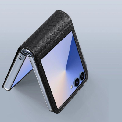 Навлака за телефон Dux Ducis за Samsung Galaxy Z Flip7, заштитна преклопна, проѕирна со рамка, црна