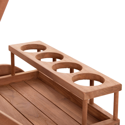 Karrocë servirjeje Alfred HM4579, dru teak, 86x56x80cm, ngjyrë natyrale