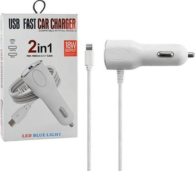 Karikues makine VEGA 2n1, 18W, Lightning + USB, i bardhë