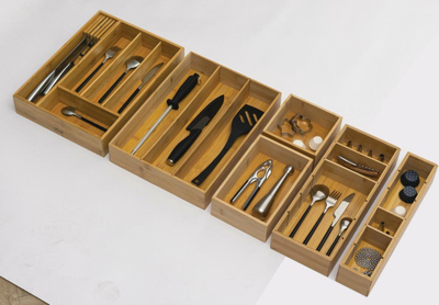 Organizues sirtari 5Five Simply Smart, me 3 ndarje, bambus, 38x8cm, ngjyrë druri
