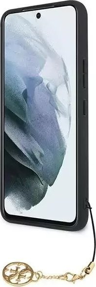 Mbrojtëse telefoni Guess 4G Charms për Samsung Galaxy S23, lëkurë PU, me varëse zbukuruese, gri