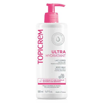Qumësht trupi Topicrem Ultra Hydratant, ultra hidratues, 500ml, për lëkurë të thatë dhe të ndjeshme