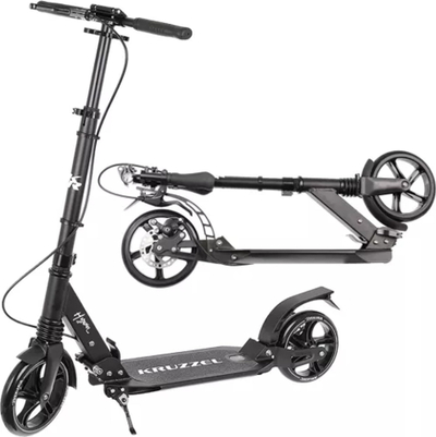 Trotinet Kruzzel Hyperion B 23550, rrota gome ABEC 9, paloset, ngjyrë e zezë