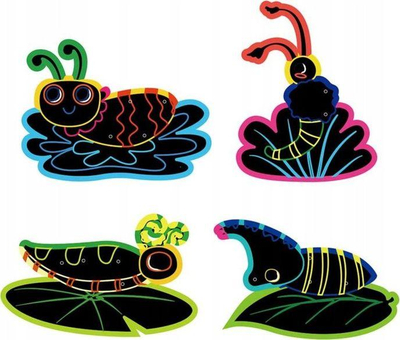 Set kreativ Avenir Scratch Little Bugs, 6 figura insektesh, për fëmijë 5+
