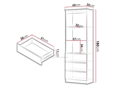 Raft për libra Eleylin RS 60 cm (60 x 180 x 35)