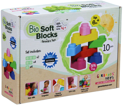 Set kubash të buta Gerardo's Toys Soft Block, 10 copë, antibakterialë, shumëngjyrësh