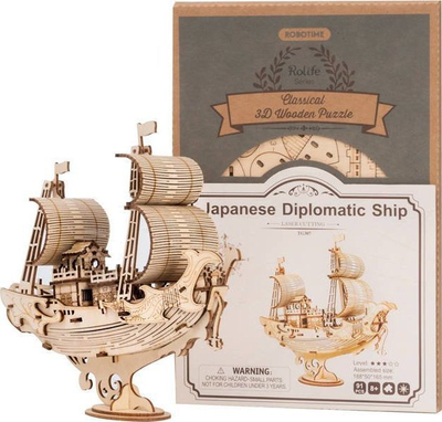 Puzzle druri 3D Robotime ROETG307 Diplomatic Ship, model anije klasike