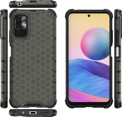 Калено куќиште за телефон Honeycomb Armor за Xiaomi Redmi Note 10 5G Poco M3 Pro, TPU PC, проѕирно